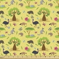 thumbnail image 1 of Ambesonne Australia Fabric by the Yard Upholstery, Anteaters Butterflies Art, 1 Yard, Pastel Yellow and Paprika, 1 of 5
