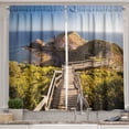 thumbnail image 1 of Ambesonne Australia Kitchen Curtains, Rocks Bridge and the Sea, 55"x45", Tan Green Blue, 1 of 3