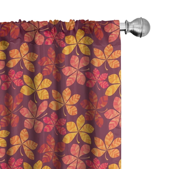 Ambesonne Autumn Window Curtains, Colorful Blooming Fall Flora, Each 28" W x 95" L, Purple Dark Coral and Yellow
