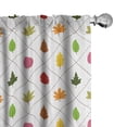 thumbnail image 1 of Ambesonne Autumn Window Curtains, Colorful Leaves Dashes Art, Each 28" W x 63" L, Orange Olive Green and White, 1 of 4