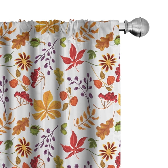 Ambesonne Autumn Window Curtains, Leaves Composition Art, Each 28" W x 95" L, Vermilion and Burnt Orange