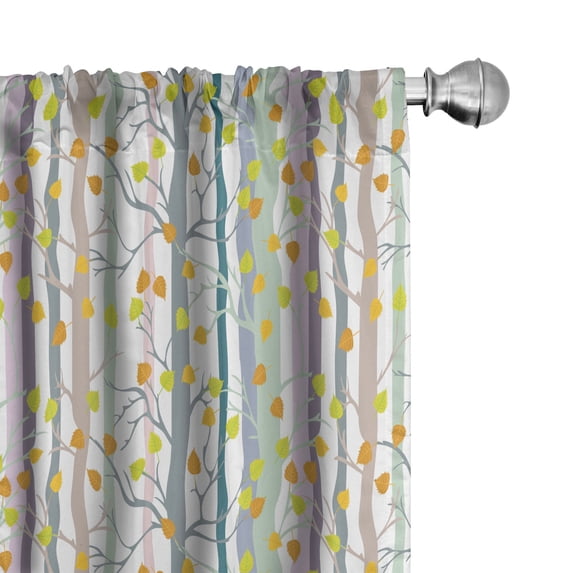 Ambesonne Autumn Window Curtains, Leaves on a Tree Abstract, Each 28" W x 95" L, Orange Pale Green