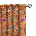thumbnail image 1 of Ambesonne Autumn Window Curtains, Pumpkin Bonfire Owls Doodle, Each 28" W x 95" L, Burnt Sienna and Multicolor, 1 of 5