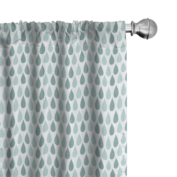 Ambesonne Autumn Window Curtains, Striped Raindrops Pattern, Each 28" W x 95" L, Pale Blue Grey and White