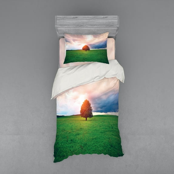 Ambesonne Autumn Bedding Set 3 Pcs, Idyllic Countryside, Twin XL, Multicolor