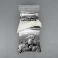 thumbnail image 1 of Ambesonne Autumn Bedding Set 3 Pcs, Rock in Lake Shore, Twin, Black White, 1 of 3