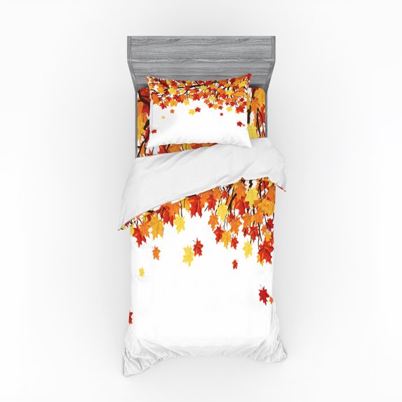 Ambesonne Autumn Bedding Set 3 Pcs, Romantic Fall Season, Twin, Multicolor