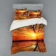 thumbnail image 1 of Ambesonne Autumn Bedding Set 4 Pcs, Sunset View with Trees, Queen, Orange Black, 1 of 3