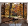 thumbnail image 1 of Ambesonne Autumn Curtains 2 Panel Set, Gloomy Day Forest Path, 108" x 84", Seal Brown Marigold, 1 of 3