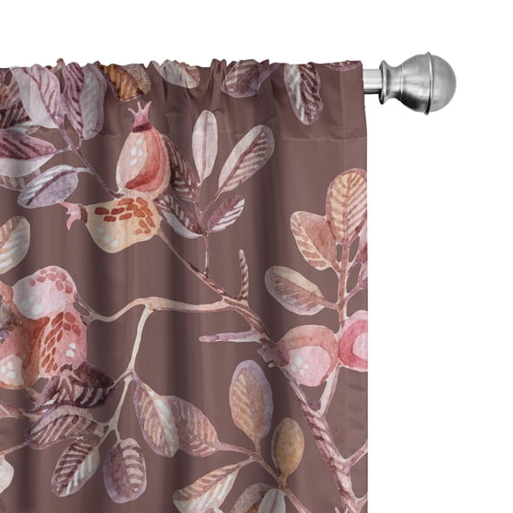 Ambesonne Autumn Curtains, Dog Rose Branches Pattern, Pair of 28"x95", Pale Redwood Blush and Pink