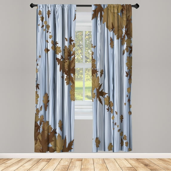 Ambesonne Autumn Curtains, Fall Art Maple Leaves Print, Pair of 28"x84", Cocoa Caramel