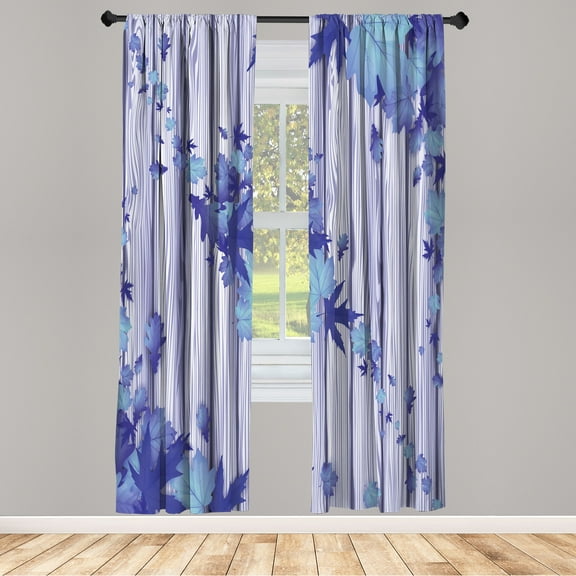Ambesonne Autumn Curtains, Fall Art Maple Leaves Print, Pair of 28"x95", Dark Violet