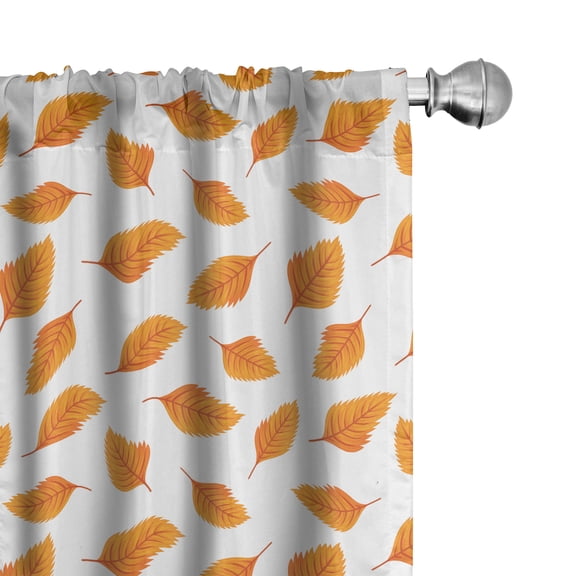 Ambesonne Autumn Curtains, Falling Leaves Pattern Plot, Pair of 28"x63", Dark Orange Marigold