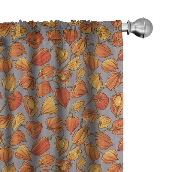 Ambesonne Autumn Curtains, Golden Shade Berry Theme, Pair of 28"x63", Taupe Grey and Vermilion