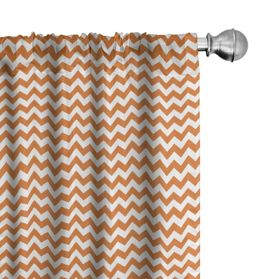 Ambesonne Autumn Curtains, Holiday Seasonal Color, Pair of 28"x63", Orange and White
