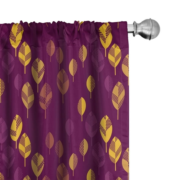 Ambesonne Autumn Curtains, Nature Warm Tones Cozy Art, Pair of 28"x63", Plum and Earth Yellow