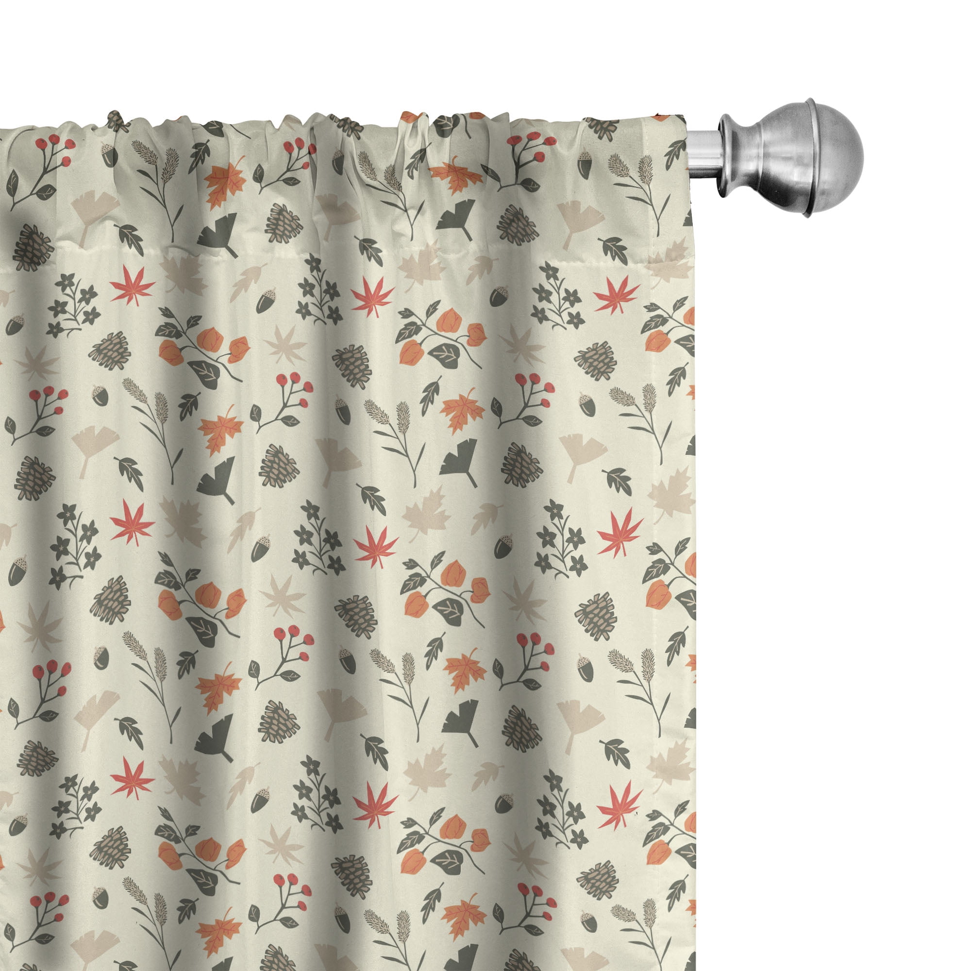 Cream and Dark Peach Floral 95" Rod Pocket Curtain Panels