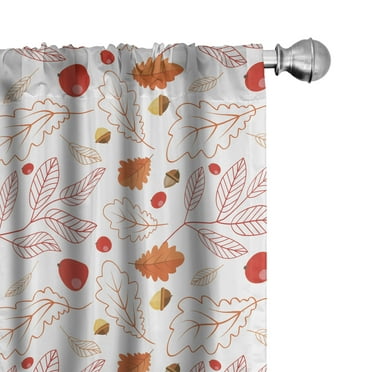 Ambesonne Autumn Curtains, Season Forest Flora Design, Pair of 28"x84", Vermilion Mustard and White