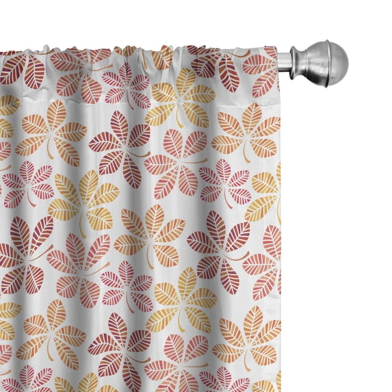 Ambesonne Autumn Curtains, Warm Colored Fall Leaves, Pair of 28"x95", Orange and Vermilion