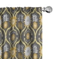 thumbnail image 1 of Ambesonne Autumn Damask Window Curtains, Oriental Art Elements, Each 28" W x 63" L, Grey Dark Yellow White, 1 of 4