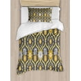 thumbnail image 1 of Ambesonne Autumn Damask Duvet Cover Sets, Oriental Art Elements, 2-Twin, Grey Dark Yellow White, 1 of 4