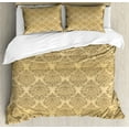 thumbnail image 1 of Ambesonne Autumn Damask Duvet Cover Sets, Oriental Theme Motifs, 2-King, Ecru and Camel, 1 of 6