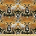thumbnail image 1 of Ambesonne Autumn Damask Fabric by the Yard Upholstery, Renaissance Themed, 1 Yard, Amber Charcoal Grey, 1 of 5