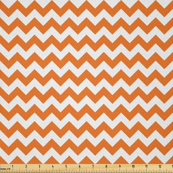 Ambesonne Autumn Fabric by the Yard Microfiber, Holiday Seasonal Color, 3 Yards, Orange and White