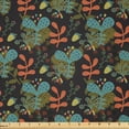 thumbnail image 1 of Ambesonne Autumn Fabric by the Yard Microfiber, Scandinavian Style Leafage, 5 Yards, Burnt Sienna and Teal, 1 of 2