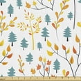 thumbnail image 1 of Ambesonne Autumn Fabric by the Yard Upholstery, Doodle of Fallen Leafage, 2 Yards, Cadet Blue and Marigold, 1 of 5