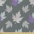 thumbnail image 1 of Ambesonne Autumn Fabric by the Yard Upholstery, Fall Striped Maple Leaves, 2 Yards, Grey Teal Violet Pale Tan, 1 of 5