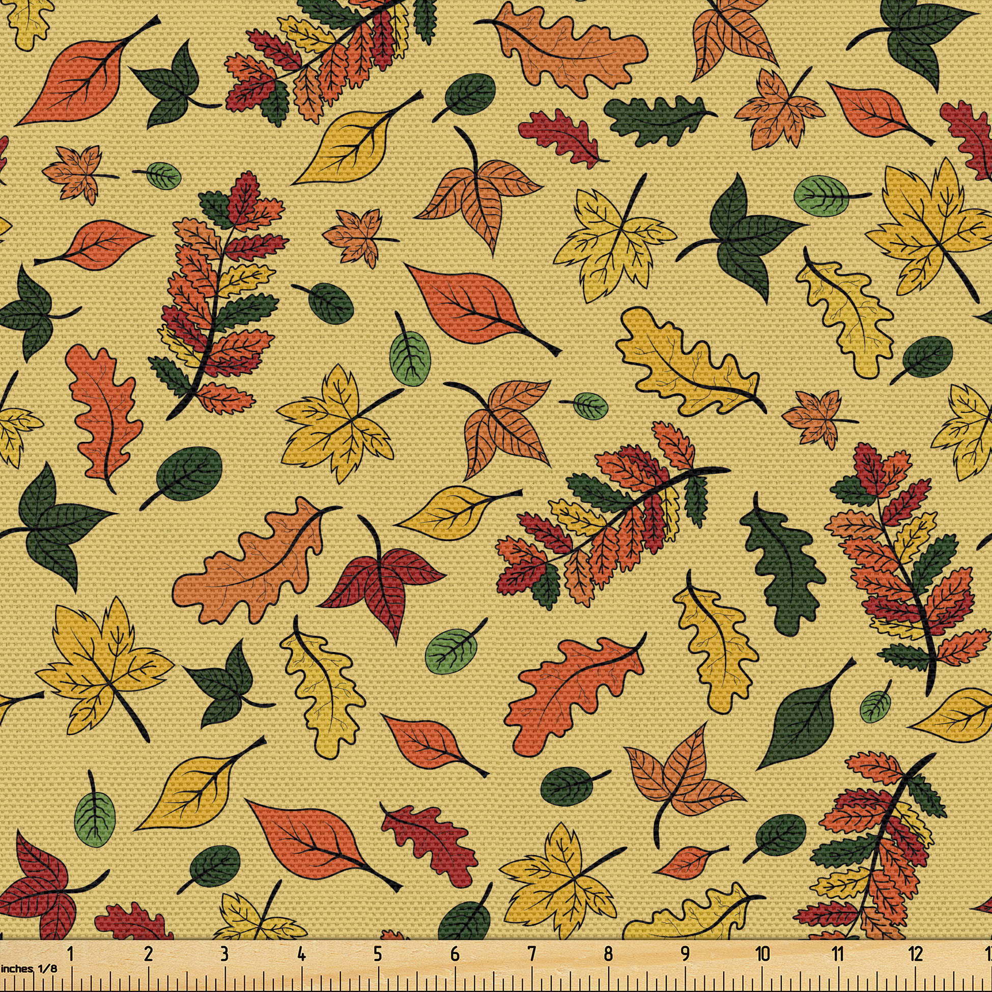 Automn Cloth Ambesonne Autumn Fabric by the Yard Upholstery, Vintage Colorful Leaves ...