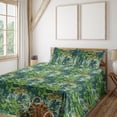 thumbnail image 1 of Ambesonne Autumn Fitted & Flat Sheet with Shams 4 Pcs Set, Grunge Leaves Colorful Art, King, Lime Green and Earth Yellow, 1 of 1