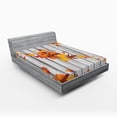 thumbnail image 1 of Ambesonne Autumn Fitted Sheet, Fall Maple Leafs Tree, Full Size, Orange White, 1 of 3