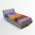 thumbnail image 1 of Ambesonne Autumn Fitted Sheet, Fall Season Trees River, Twin XL Size, Lavender Yellow, 1 of 2