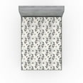 thumbnail image 1 of Ambesonne Autumn Fitted Sheet, Grunge Botanical Leafy Print, King Size, Pale Grey Grey Dust, 1 of 5
