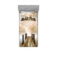 thumbnail image 1 of Ambesonne Autumn Fitted Sheet & Pillow Sham Set, Fall Lake in Forest, Twin, Pale Brown Green Tan, 1 of 2