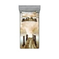 thumbnail image 1 of Ambesonne Autumn Fitted Sheet & Pillow Sham Set, Fall Lake in Forest, Twinxl, Pale Brown Green Tan, 1 of 2