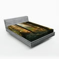 thumbnail image 1 of Ambesonne Autumn Fitted Sheet, Sunset Dark Pine Trees, Full Size, Orange Green, 1 of 2