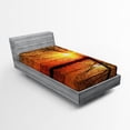 thumbnail image 1 of Ambesonne Autumn Fitted Sheet, Sunset View with Trees, Twin Size, Orange Black, 1 of 2