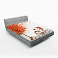 thumbnail image 1 of Ambesonne Autumn Fitted Sheet, Watercolor Fall Season, California King, Orange Brown and White, 1 of 1