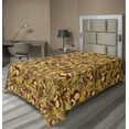 thumbnail image 1 of Ambesonne Autumn Flat Bedding Sheet Soft Top Sheet, Fall Leafy Artwork Blooms, Twin, Dark Coral Mustard, 1 of 1