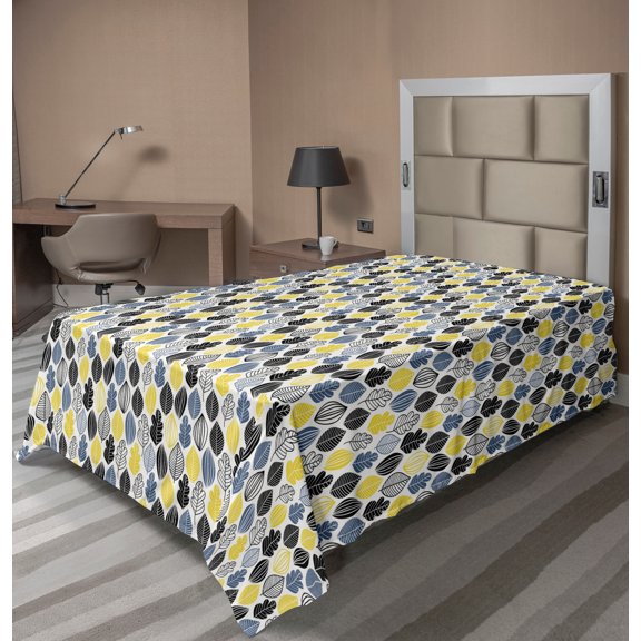 Ambesonne Autumn Flat Sheet, Abstract Leaves, TwinXL Size, Multicolor