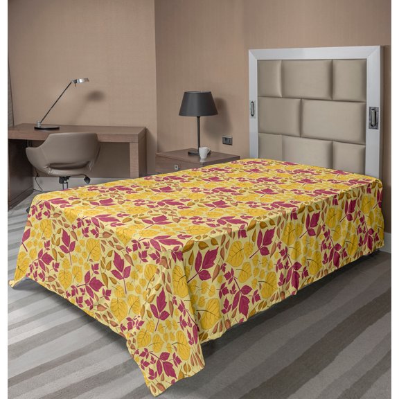 Ambesonne Autumn Flat Sheet, Fall Season Color Palette, Twin Size, Orange and Pastel Yellow