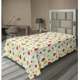 thumbnail image 1 of Ambesonne Autumn Flat Sheet, Minimalist Abstract Leaves, TwinXL Size, Lime Green and Dark Coral, 1 of 1