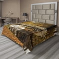 thumbnail image 1 of Ambesonne Autumn Flat Sheet, Old Bridge in Fall Forest, Queen Size, Multicolor, 1 of 1