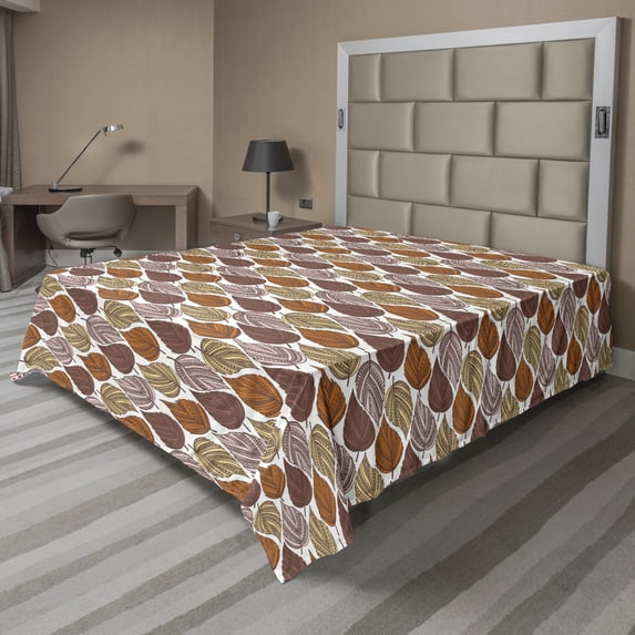 Ambesonne Autumn Flat Sheet, Ornate Leaves, Full Size, Multicolor