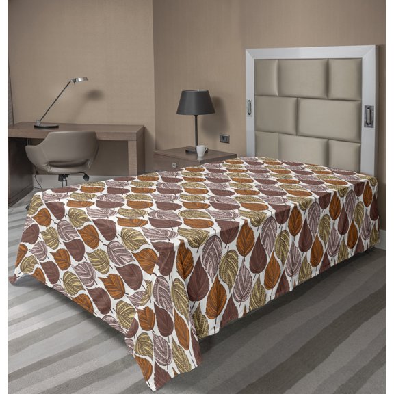 Ambesonne Autumn Flat Sheet, Ornate Leaves, Twin Size, Multicolor