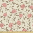 thumbnail image 1 of Ambesonne Autumn Floral Fabric by the Yard, Retro Romantic Rose, 5 Yards, Cream Pale Pink Sepia, 1 of 1