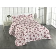 thumbnail image 1 of Ambesonne Autumn Flowers Quilted Bedspread Set 3 Pcs, Simple Bloom Romance, King, Rose Raspberry White, 1 of 4